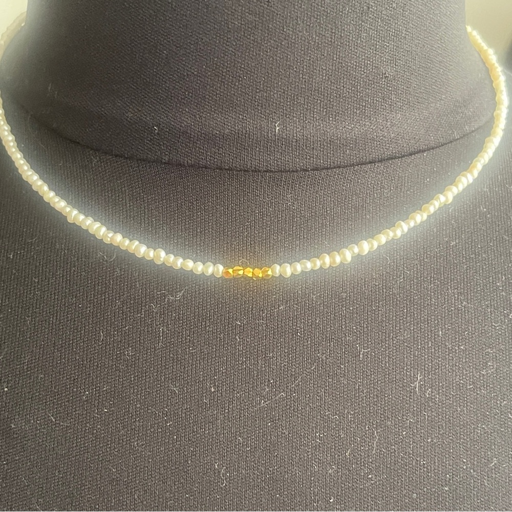 Classic Pearl Necklace with Gold Detail by BSWAN JEWELRY